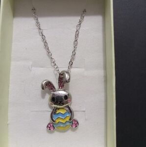 Playful Silver and Pink Cartoon Charm Necklace